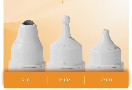 Three MEGEE 221 Series applicator options: roller, precision tip, and targeted nozzle